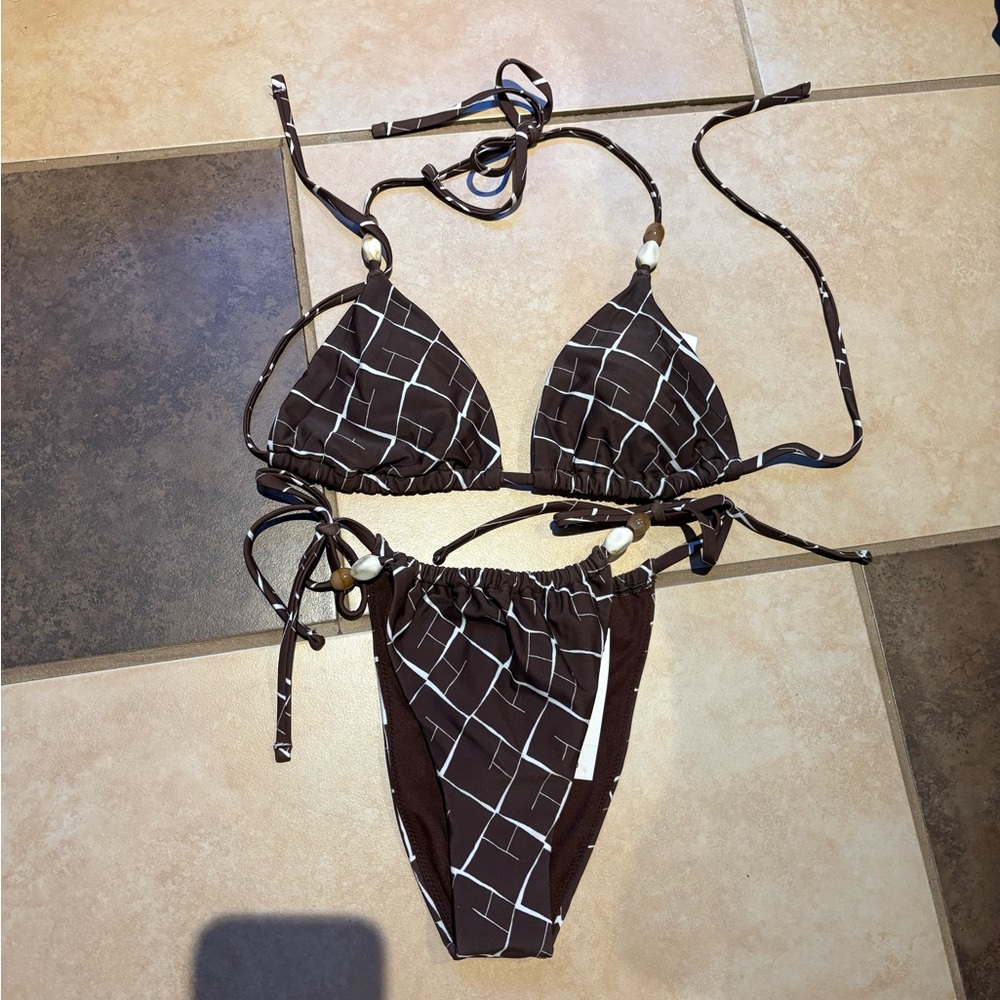 Abercrombie & Fitch Brown and White Bikini Set